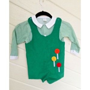 Vintage Bryan Shortalls Shirt Christmas USA Made Sz T4 Lollipop Applique